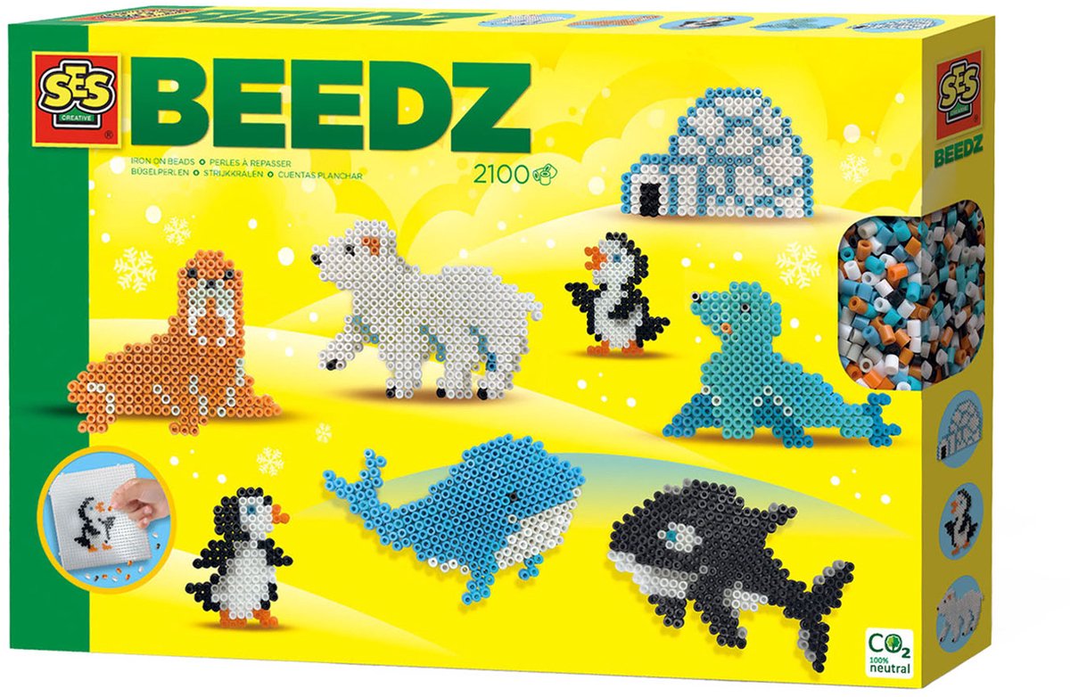 SES Creative Beedz Strijkkralen Set - Pooldieren - Vanaf 5 Jaar - 2100 Stuks - Knutselen - PVC-Vrij - Schoencadeautjes Sinterklaas — afbeelding 8