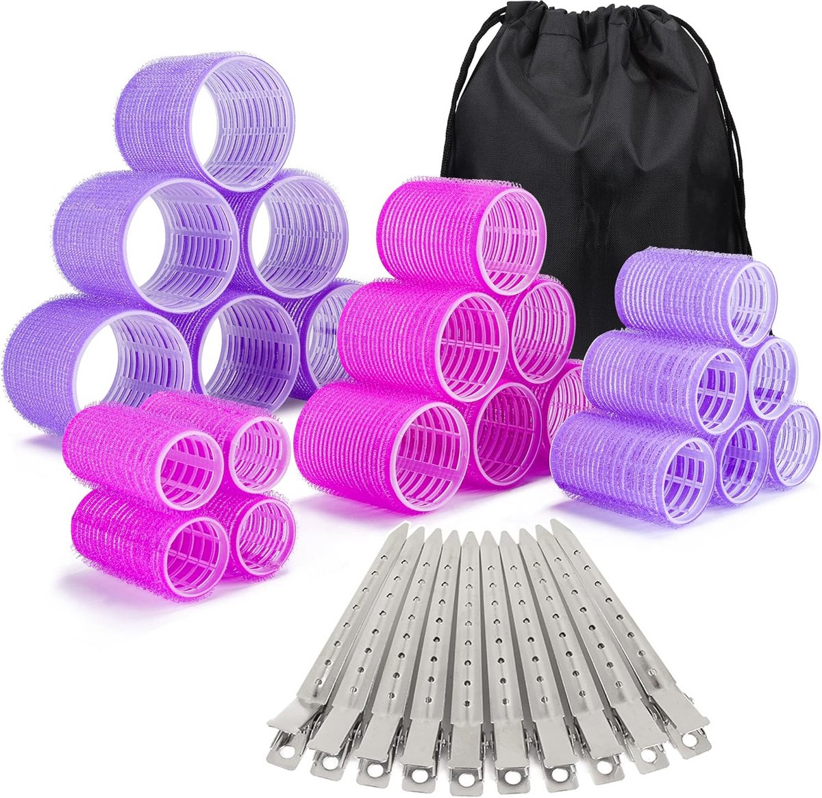 Haarrollers Set - Krulrollers - Haar Styling - Zelfklevend Ontwerp - 240 Gram - Paars