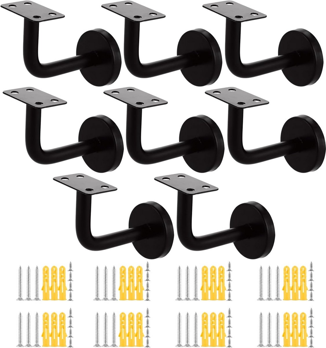 Leuninghouders - Trapleuning steunen - Veilige bevestiging - Roestvrij staal - 60x80 mm - Zwart