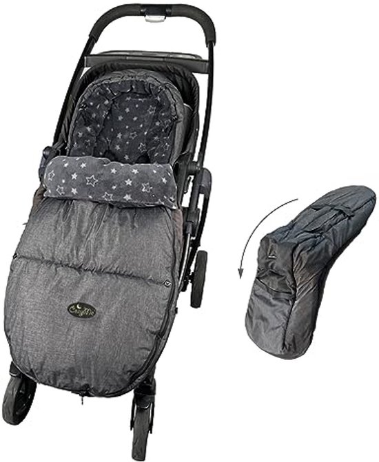 Kinderwagen voetenzak - Buitendeken capuchon - Warmte buiten - Universele pasvorm - 1016 cm - Heidegrijs — afbeelding 5