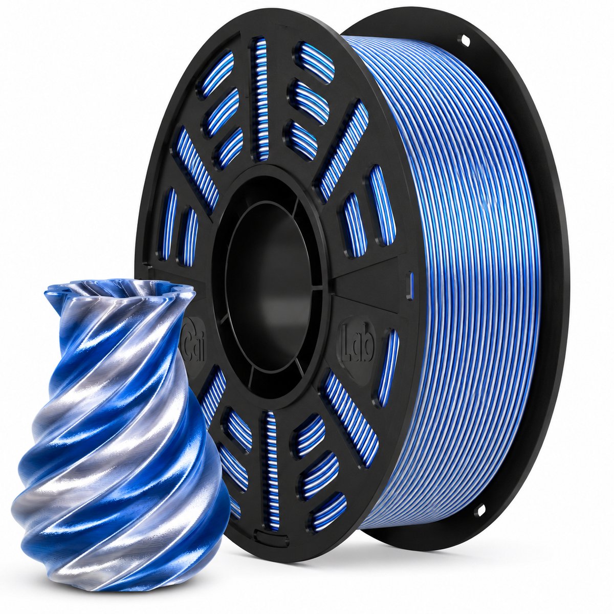 PLA Silk+ Blauw & Zilver – Tweekleurig Zijdeglans Filament – 1.75 mm – 1 KG – Metallic Effect – Hoge Printkwaliteit – Morgen in Huis