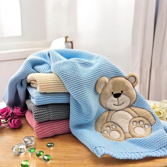 Luxe Gepersonaliseerde Babydeken Katoen - Ideaal Kraamcadeau, Doop of Babyshower - Oudroze Beer van LUXE. — afbeelding 2