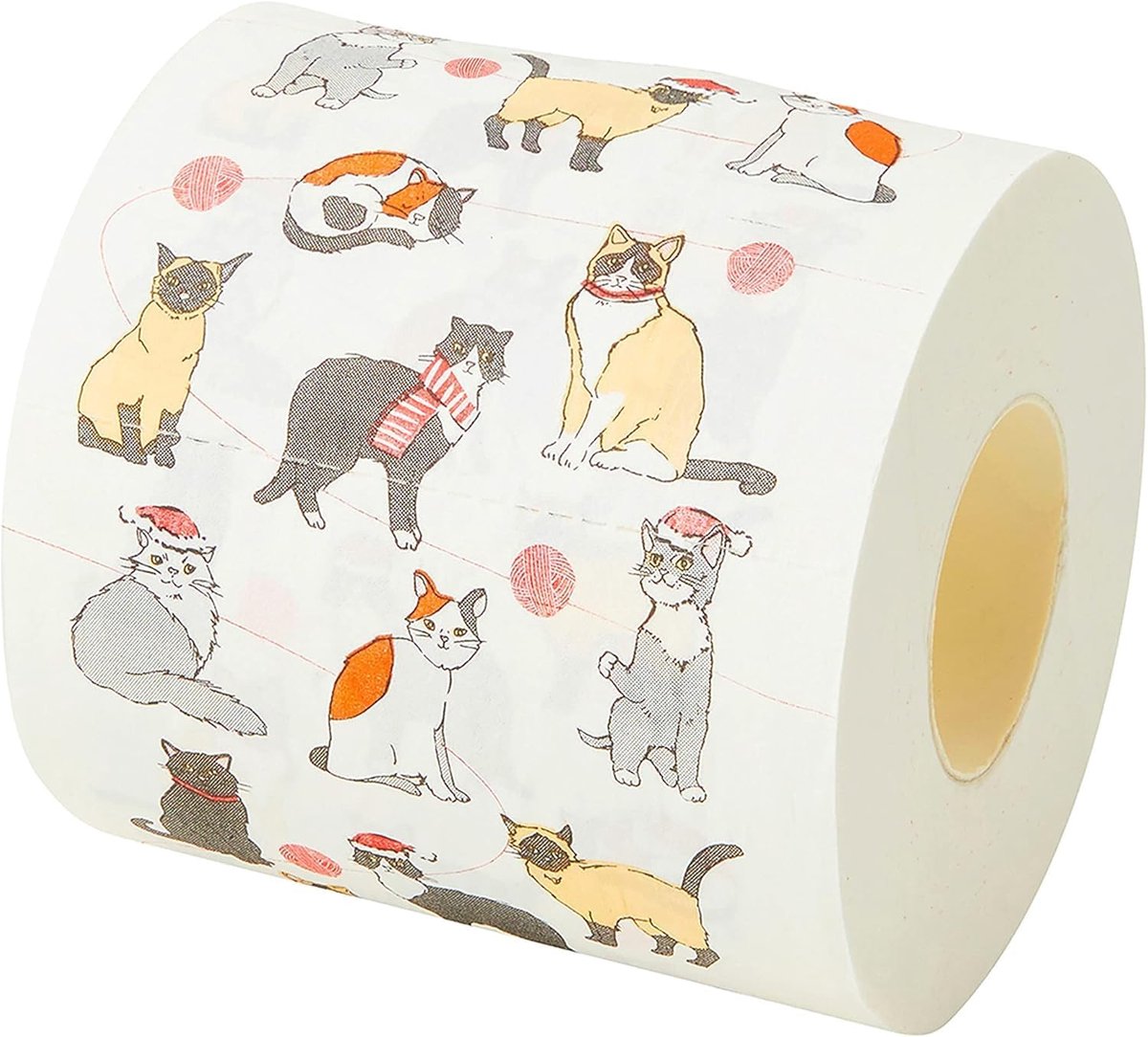 Toiletpapier Katten - Nieuwigheid Rol - Feestelijke Decoratie - 300 Vellen - 3-Laags - Rood