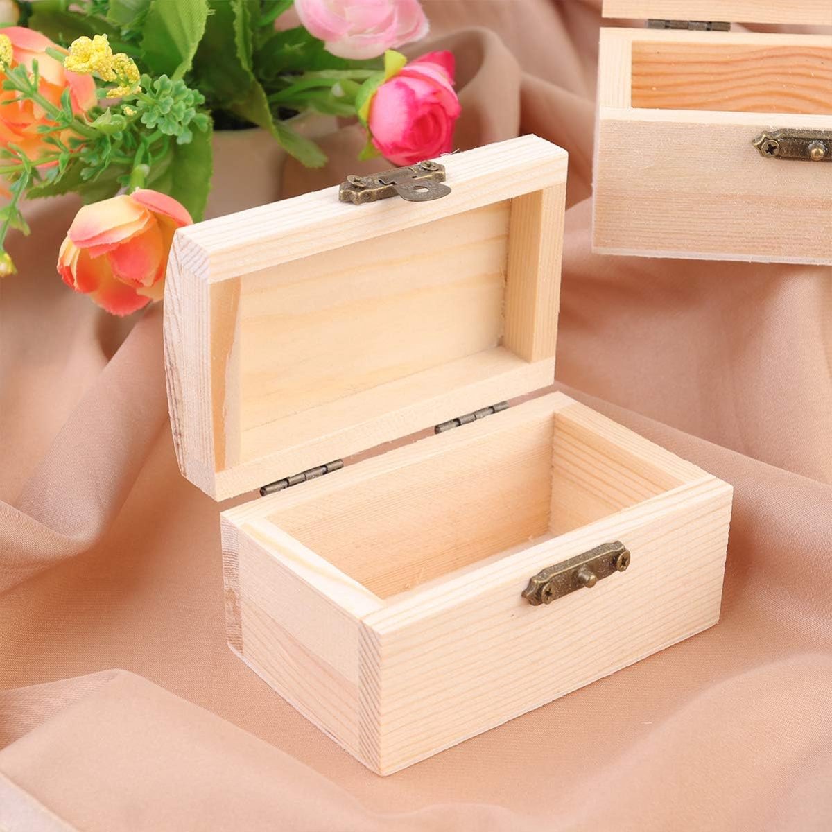 Houten Kistjes - Sieraden Doosjes - Knutselen en Decoratie - Onafgewerkt Hout - 6 Stuks 9x5.5CM - Kaki