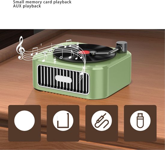 Platenspeler met luidspreker, retro hifi stereo Bluetooth-luidspreker met 3 afspeelmodi, draagbare draadloze platenspeler voor thuis, slaapkamer en kantoor. — afbeelding 5