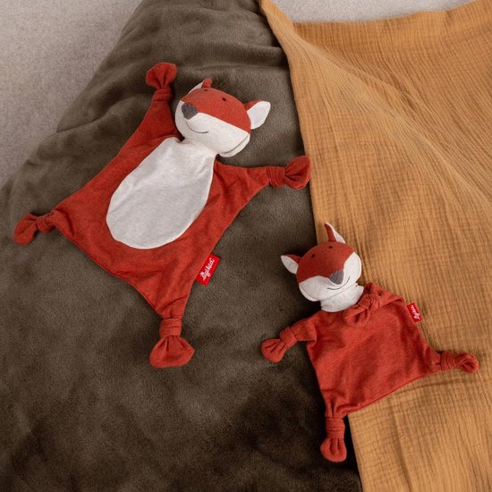 Mini-knuffeldoek vos - Knuffel zacht - Baby troosten - Geborduurde ogen - 18 cm - Geel — afbeelding 3