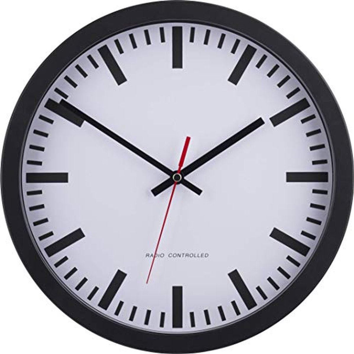 Radio gestuurde klok - Wandklok tijd - Tijd bijhouden - Automatische tijdsinstelling - 30 cm - Zwart