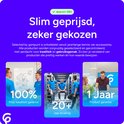 Informatiepagina over Selected by gsmpunt met medewerkers in een magazijn, 100% kwaliteitsgarantie en 1 jaar garantie.