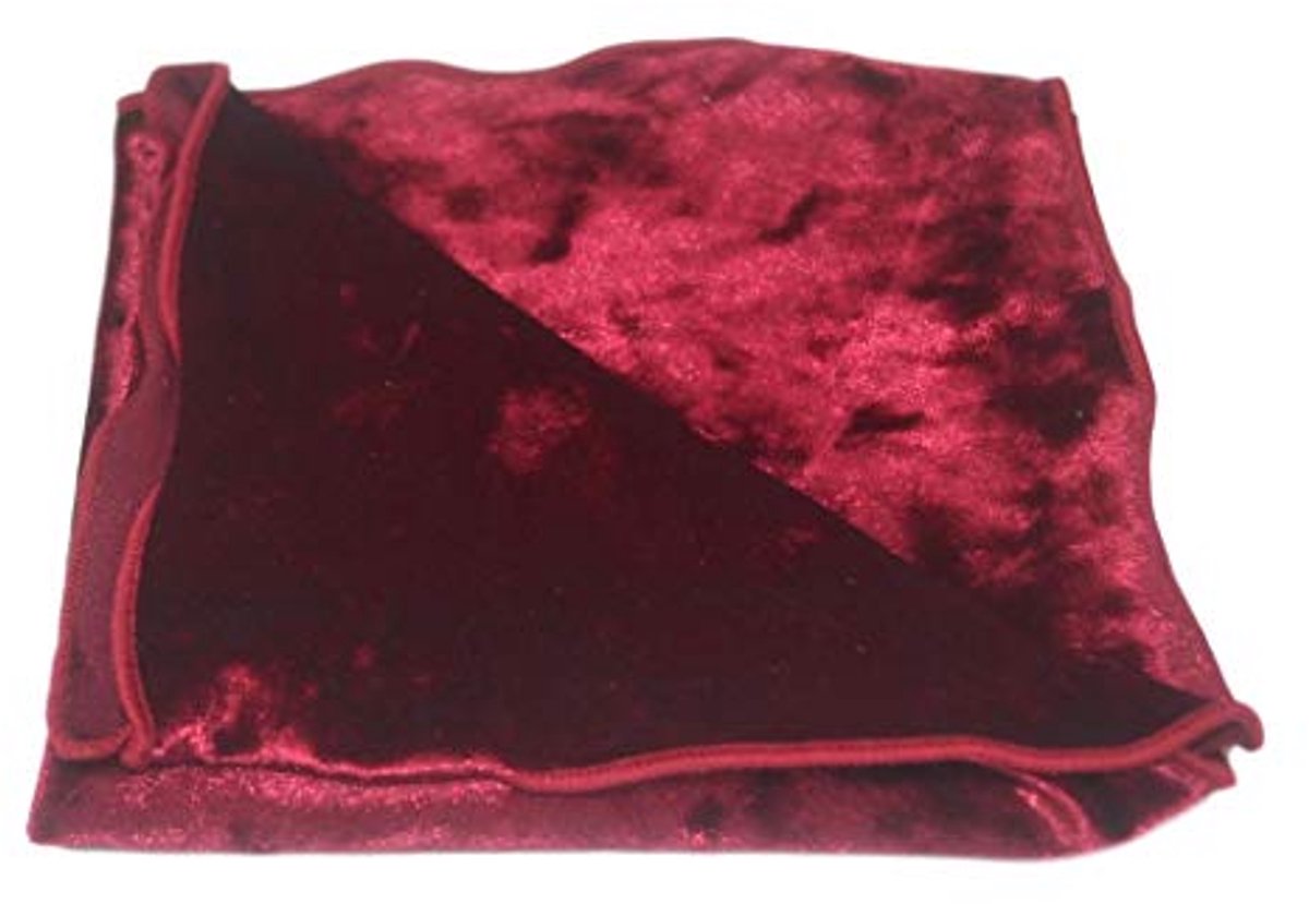 Zakdoek Fluwijn - Pochette Heren - Feestelijke Gelegenheid - Gekreukelde Textuur - 23 x 23 cm - Rood
