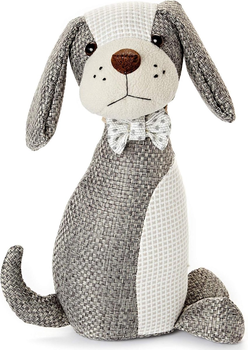 Deurstopper Hond - Deurhouder Raamhanger - Huis Decoratie - Zwaar Stoffen Ontwerp - 23 x 8 x 32 cm - Grijs