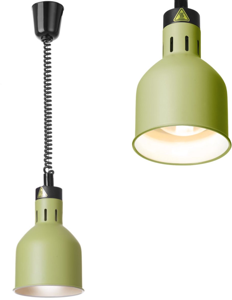 HENDI Verstelbare warmtelamp - cilindrisch - groen - aluminium - 70-150 cm snoer - Ø175xH250 mm