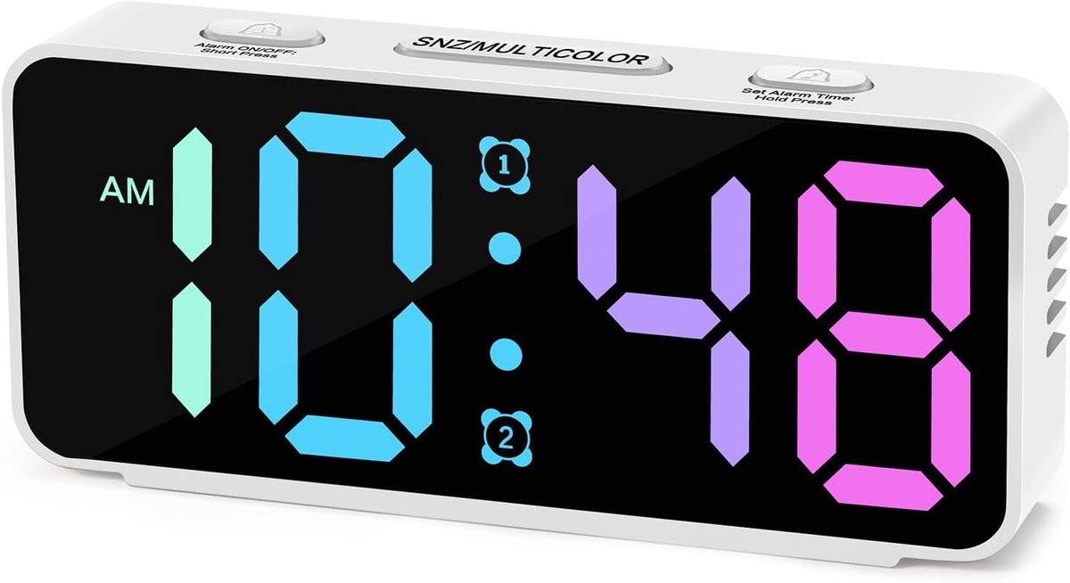 Digitale Wekker - Kleine Klok - Wakker Worden - Krachtig Volume - 12.7 cm Breed - RGB Kleuren