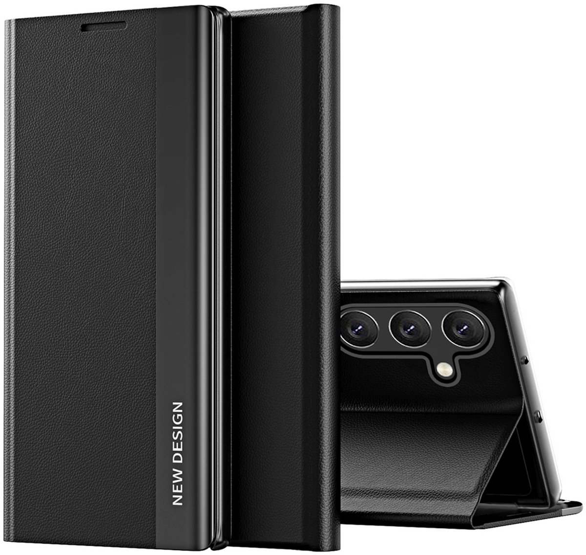Hurtel Sleep Case Pro - Fliphoesje - Samsung Galaxy S25 - Zwart - Standfunctie