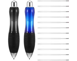 SnelShoppen - 14Pcs Dikke Ballpoint Pen met Touw, Ergonomische Grip voor Tremor, Artritis, Parkinson, 2 Pens + 12 Vullingen (Blauw/Zwart)