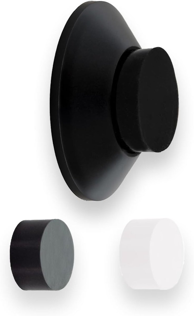Deurstopper Muur - Zelfklevend - Muren Beschermen - Dubbele Installatie - 35 mm Diameter - Zwart Gelakt