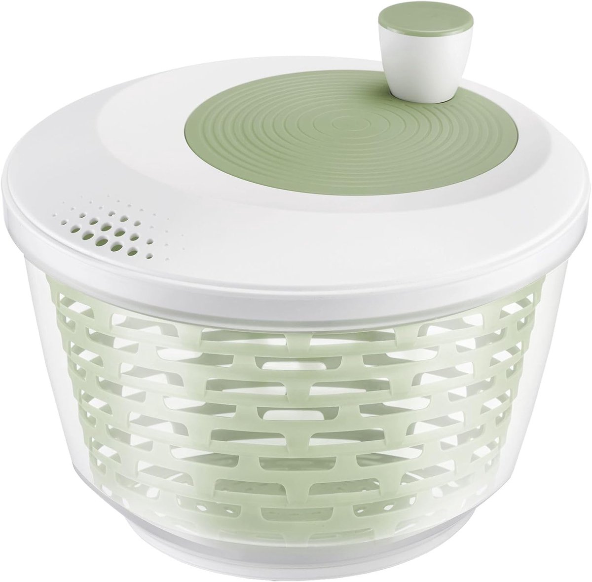 Salade Droger Sla Zentrifugeren Verse Groenten Wassen Ruimtebesparend Ontwerp 4.4 Liter Transparant Wit Groen