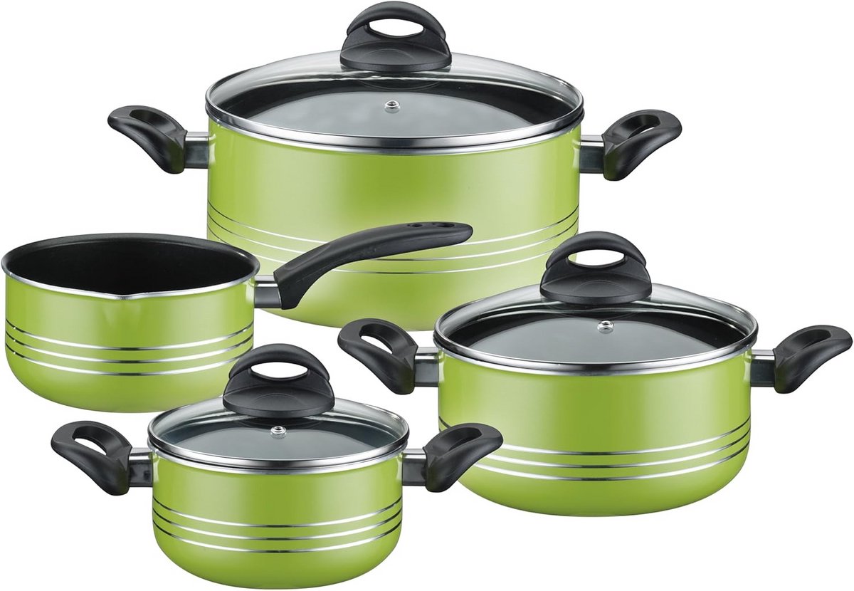 4-delige aluminium kookset met anti-aanbaklaag - geschikt voor inductie