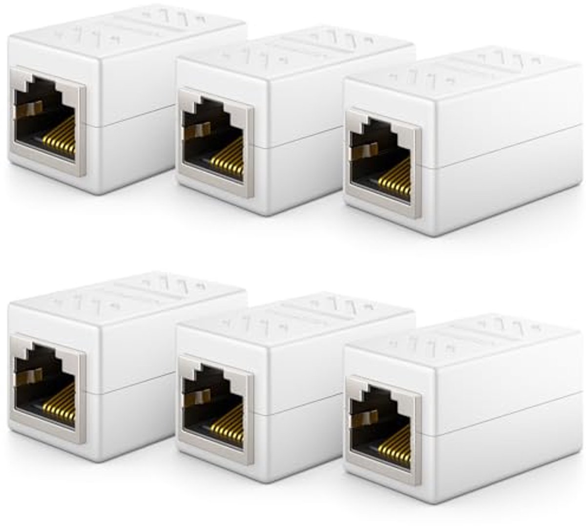 RJ45 Koppeling - Netwerk Adapter - Kabel Verlengen - Afgeschermde Versie - 6 Stuks - Wit