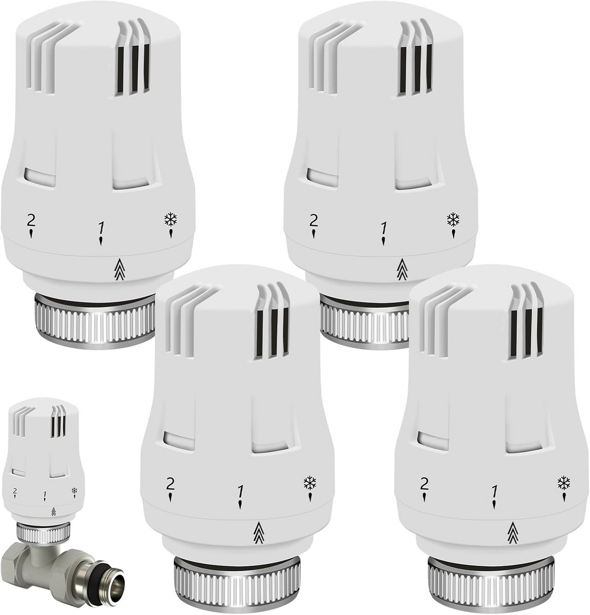 Thermostaatkop radiator - Verwarming regelknop - Temperatuur regelen - 5-traps instelbaar - M30 x 15 - Grijs