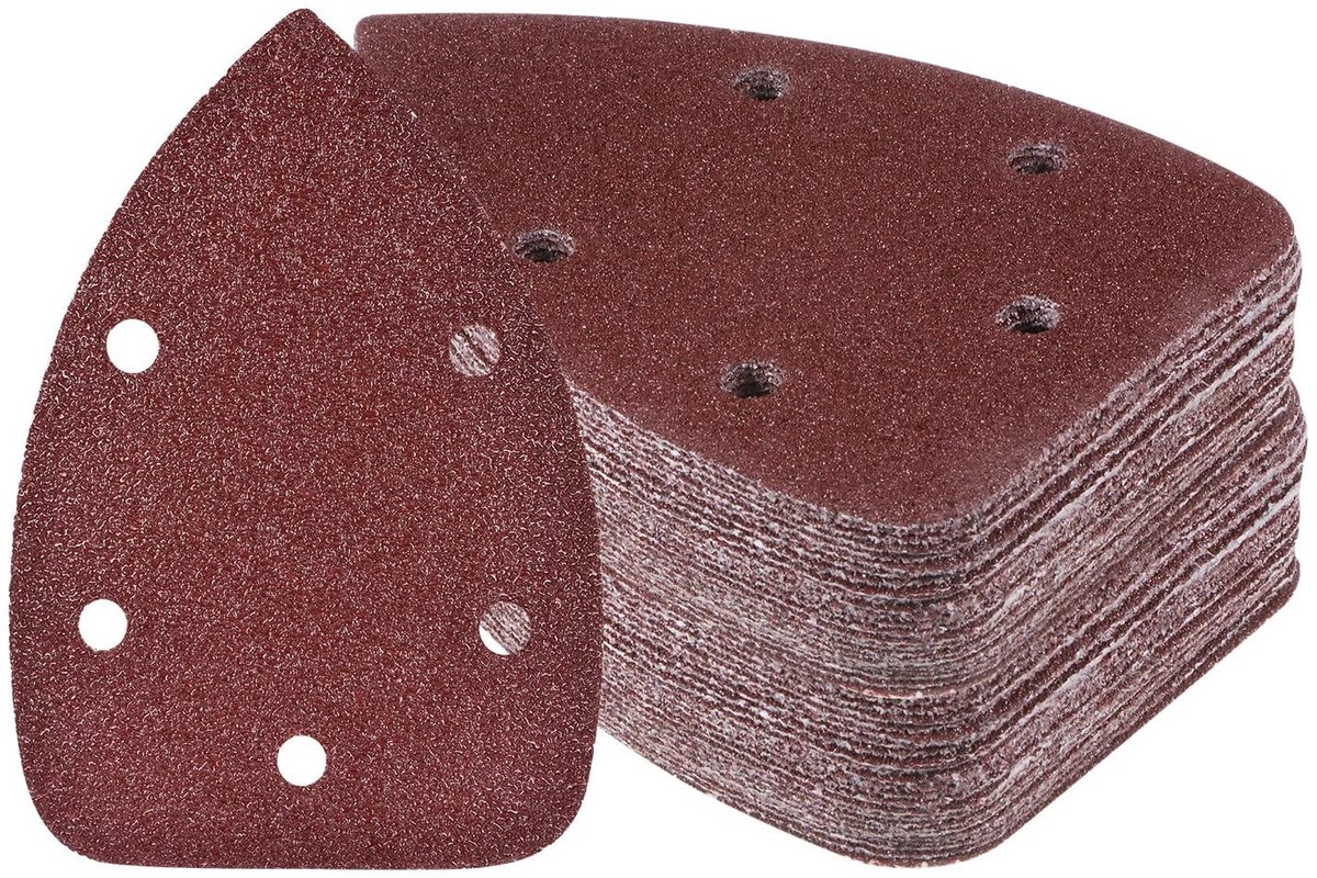 Dailygoods- Schuurpapier Set 50 Stuks - Schuurpapier Driehoek 8,9 x 14,9 cm - Korrel 100 - Antistatisch - Geschikt voor Houtbewerking - Hoogwaardig Aluminiumoxide - Schuurbladen