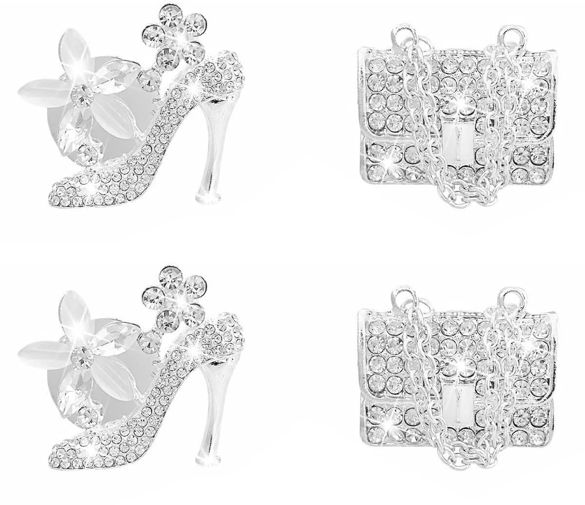 Dailygoods- Luchtverfrisser Automatisch - Auto Decoratie - Ventilatieclip - Strass Diamant - 4 Stuks - Zilveren Legering - Autodecoratie