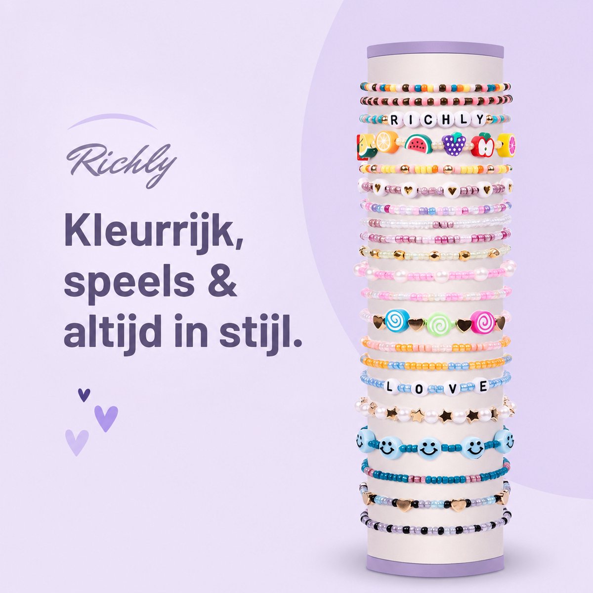 Richly® XXL Creative Kralen set - inclusief E-BOOK - sieraden armbandjes maken meisjes & dames - incl. letterkralen, smiley kralen, parels, bedels & polymeer kralen - kralenketting - kralendoos — afbeelding 4