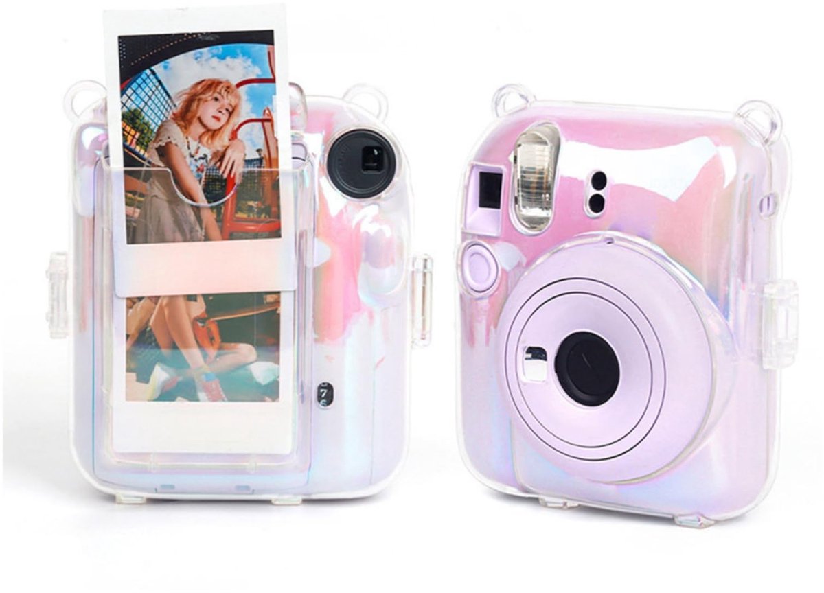 Dailygoods- Hoes voor Mini 12 Instant Camera - Beschermende Harde Hoes - Kleurrijk - Foto-opbergvak - Schouderriem - Schokbestendig - Camerahoes