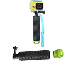 Waterdichte selfiestick met drijvende handgreep, geschikt voor gebruik met GoPro Hero 10, 9, 8, 7, Hero Session, Fusion, Max, AKASO, SJCAM en DJI Osmo actiecamera's (groen).