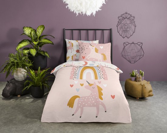 Good Morning dekbedovertrek eenhoorn en regenboog - Peuter 120x150 cm - Multi - 100% Katoen renforc� — afbeelding 3