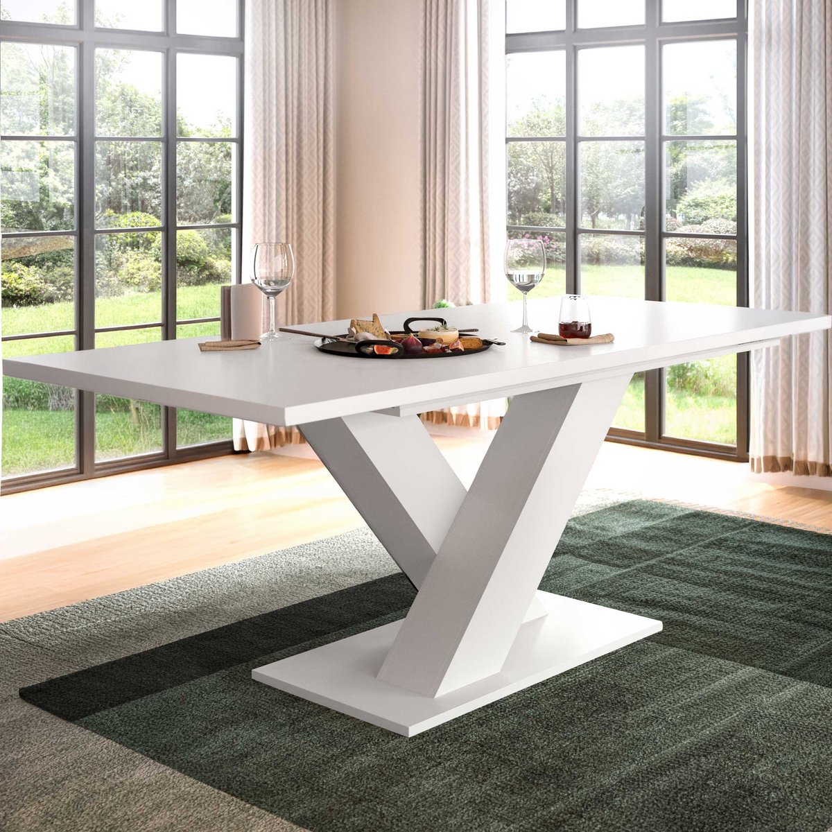Uitschuifbare Eettafel Motion Emob - Spaanplaat - 150-190x76x90 Cm - Wit