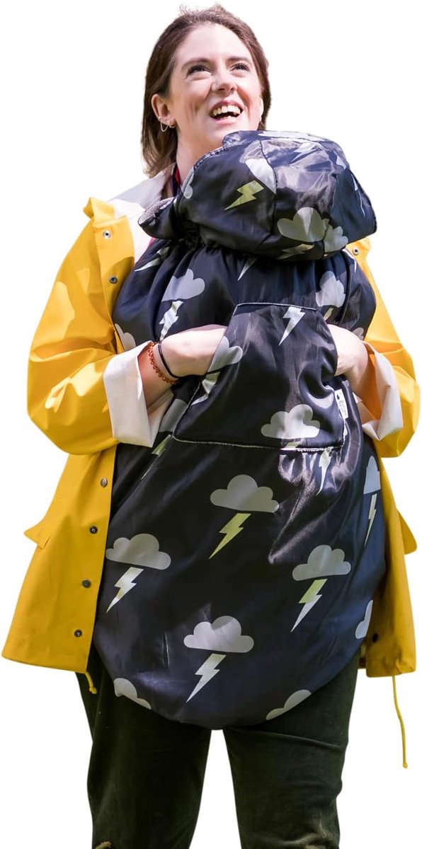 Babywearing hoes - Draagdoek cover - Bescherming tegen weer - Waterdicht fleece gevoerd - 100 x 80 cm - Zilver