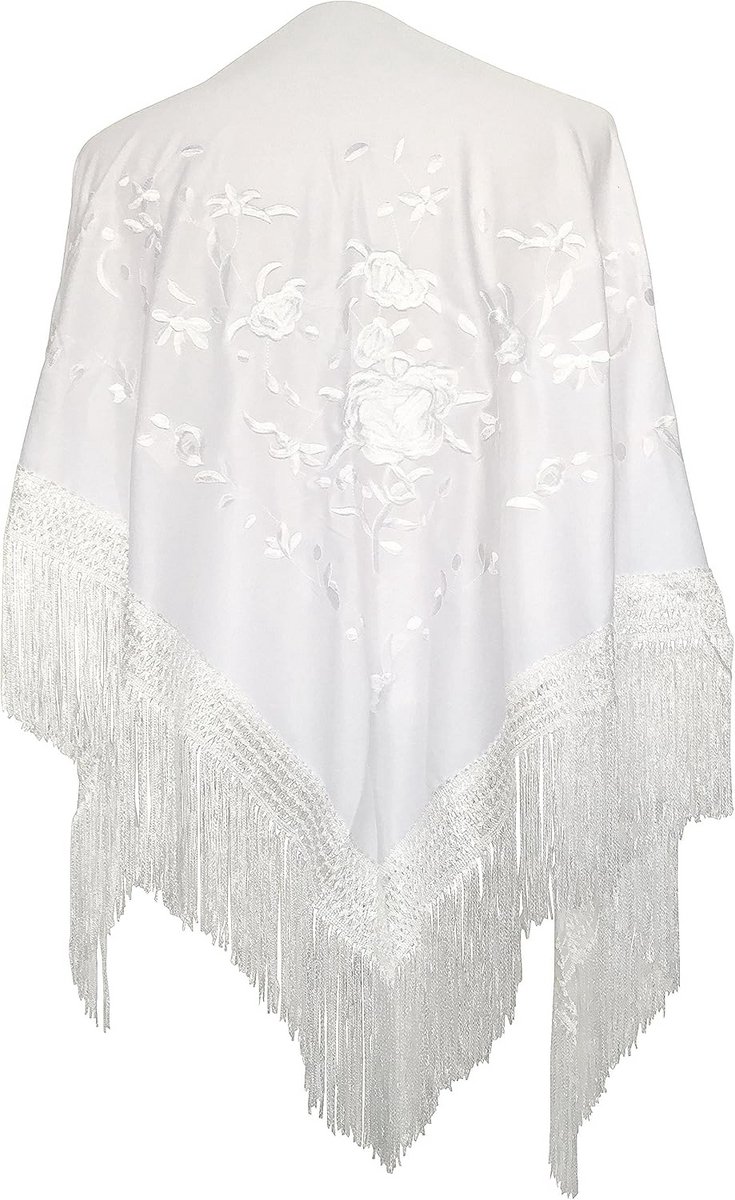Dames sjaal - Drape sjaal - Dans en feest - Dubbele franjes - 190 cm breed - Beige