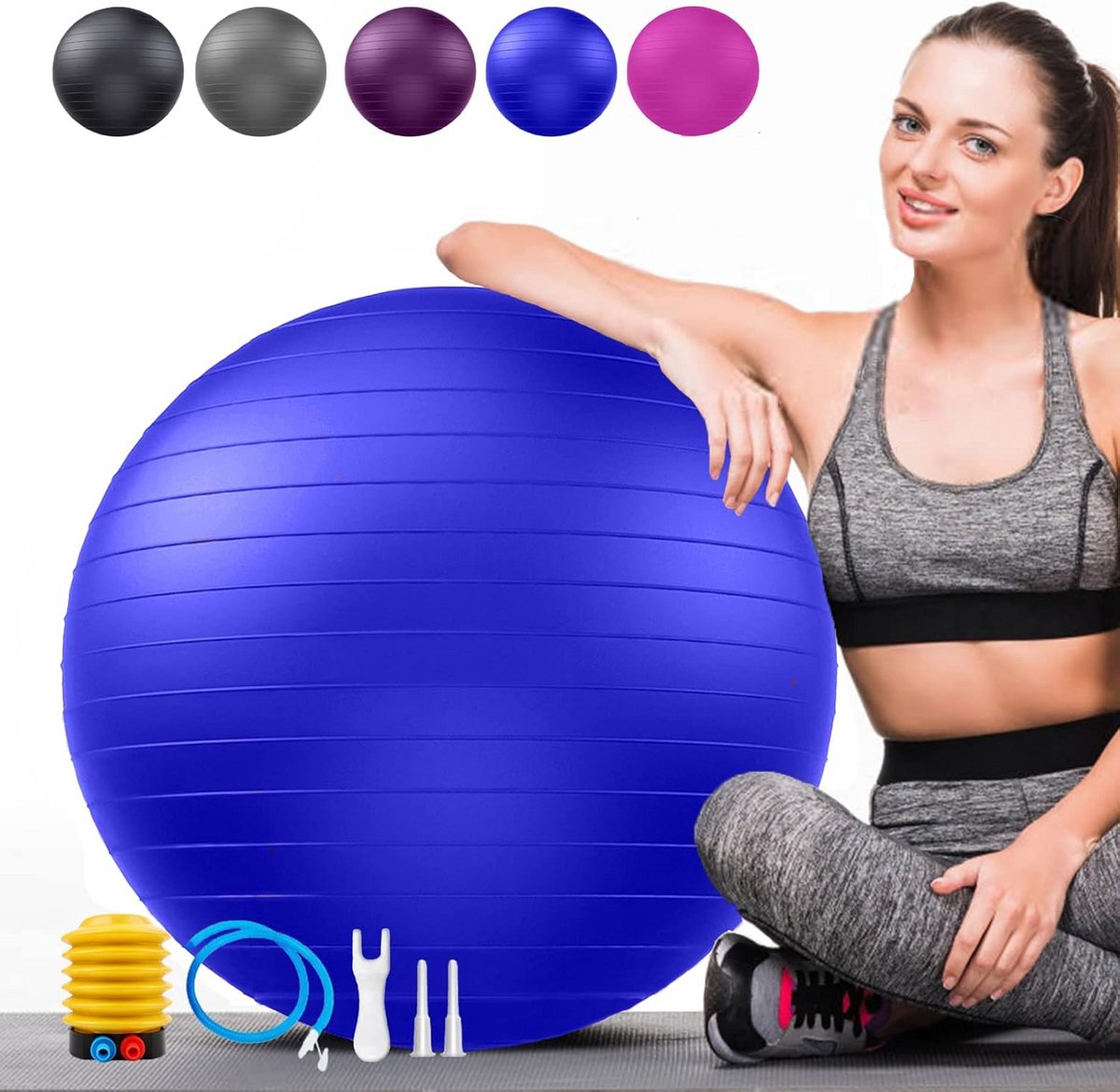 Zachte gymnastiekbal - Zitbal fitnessbal - Balans oefeningen - Anti-burst ontwerp - 68-75 cm - Blauw