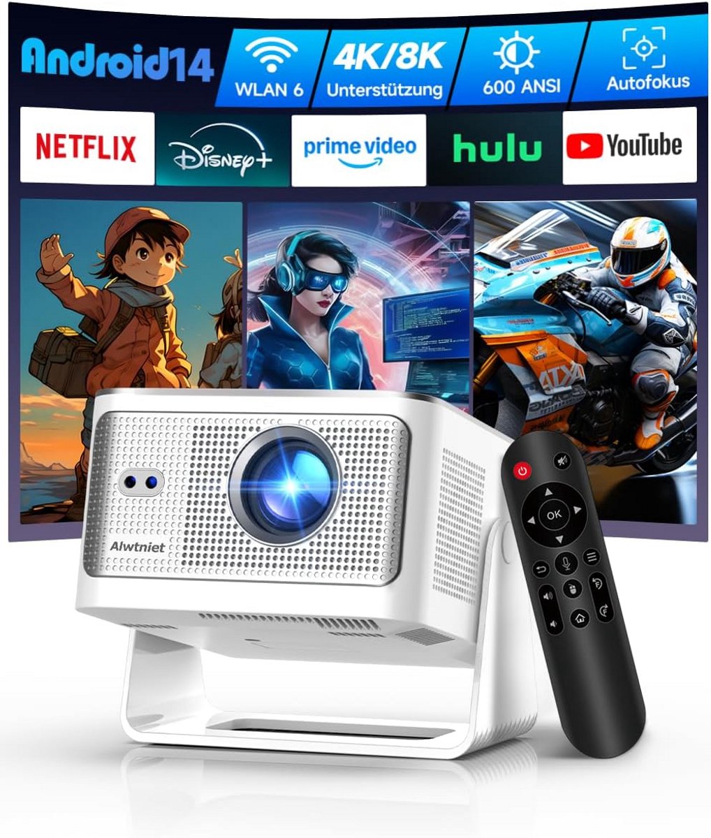 Draagbare Beamer - Mini Projector - Thuisbioscoop Creëren - Automatische Kalibratie - Native 1080p - Wit