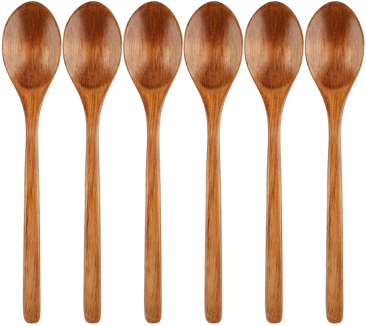 Dailygoods- Houten Lepel Set 6 Stuks - 23,5 cm Lange Houten Soeplepel - Ovale Houten Lepel - Keukenbenodigdheden - Hoogwaardig Nanmu Hout - Keukenlepel
