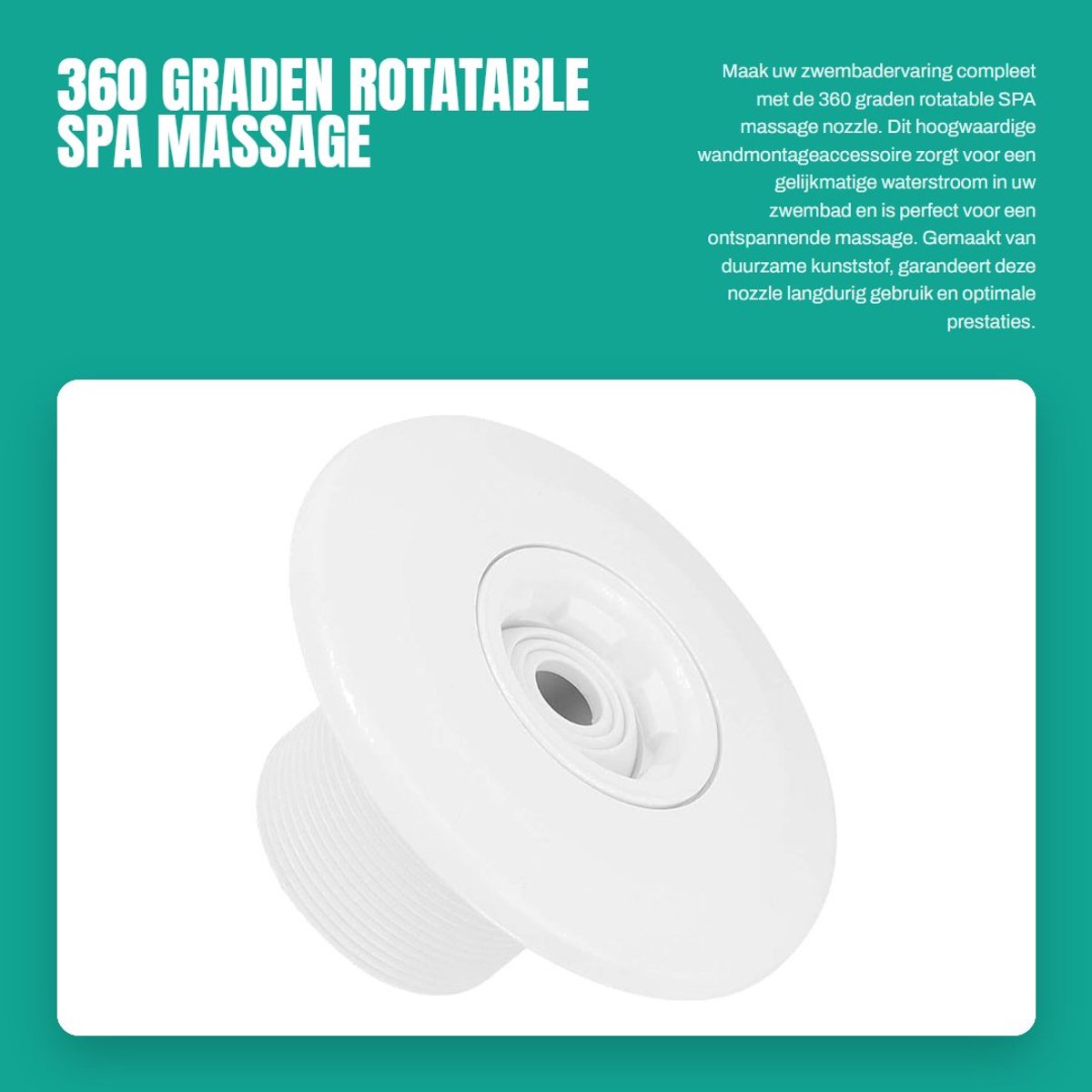 Dailygoods- Jet Nozzle 360 Graden Rotatie - Zwembad Accessoire - SPA Massage Nozzle - Mannelijke Draad 2 Inch - Kunststof - Afmetingen 12x6.5cm - Zwemwateruitlaat