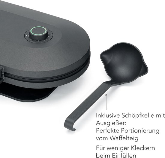 Dubbel Wafelijzer - Hartjes Wafels - Lekkere Wafels Maken - 5 Temperatuurstanden - 2x 20 cm - Zwart — afbeelding 5