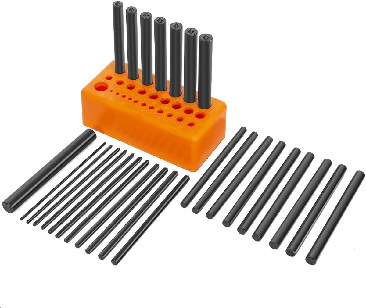 Center Punch Set - Ponsen Staal - Precisie Markeren - Warmtebehandeld Gelegeerd Staal - 28 Delig - Zwart