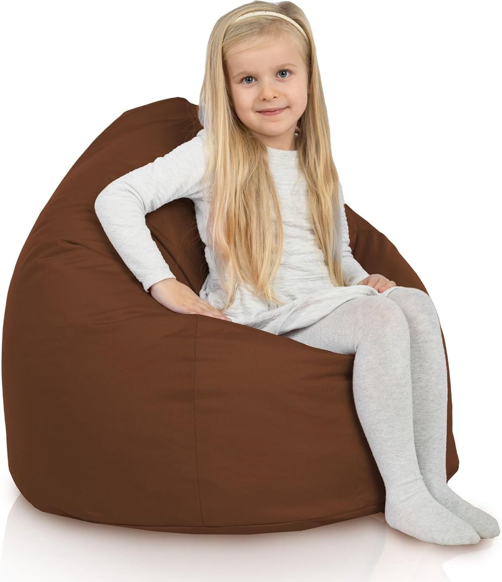 Zitzak Kinderen - Beanbag Stoel - Ontspannen Buiten - Waterdichte Hoes - 77 x 77 x 90 cm - Bruin