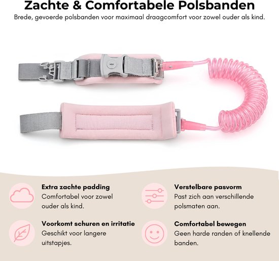 MijnNami Polstuigje Roze 360 Plus - Met Slotje 2 meter - Looptuigje - Kindertuigje - Wandeltuigje met looplijn van Merkloos — afbeelding 5