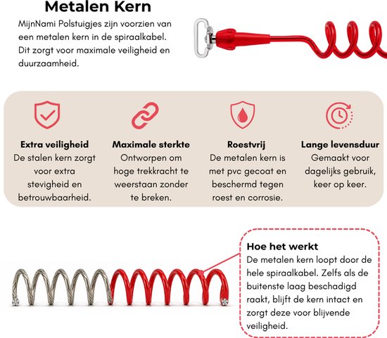 Polstuigje Rood 360 Plus met slotje - Het enige CE gekeurde polstuigje - 2 meter elastisch koord - Kindertuigje van Pol — afbeelding 4