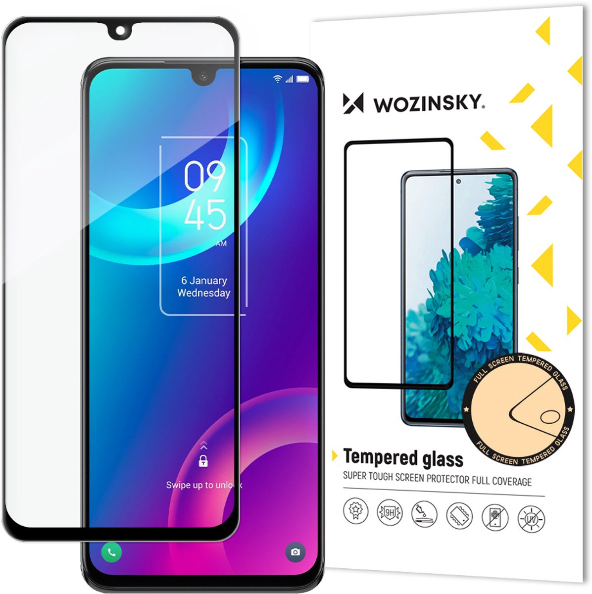 Wozinsky Serie - Gehard Glasbescherming - TCL 30 Plus - Full Glue - 9H - Zwart