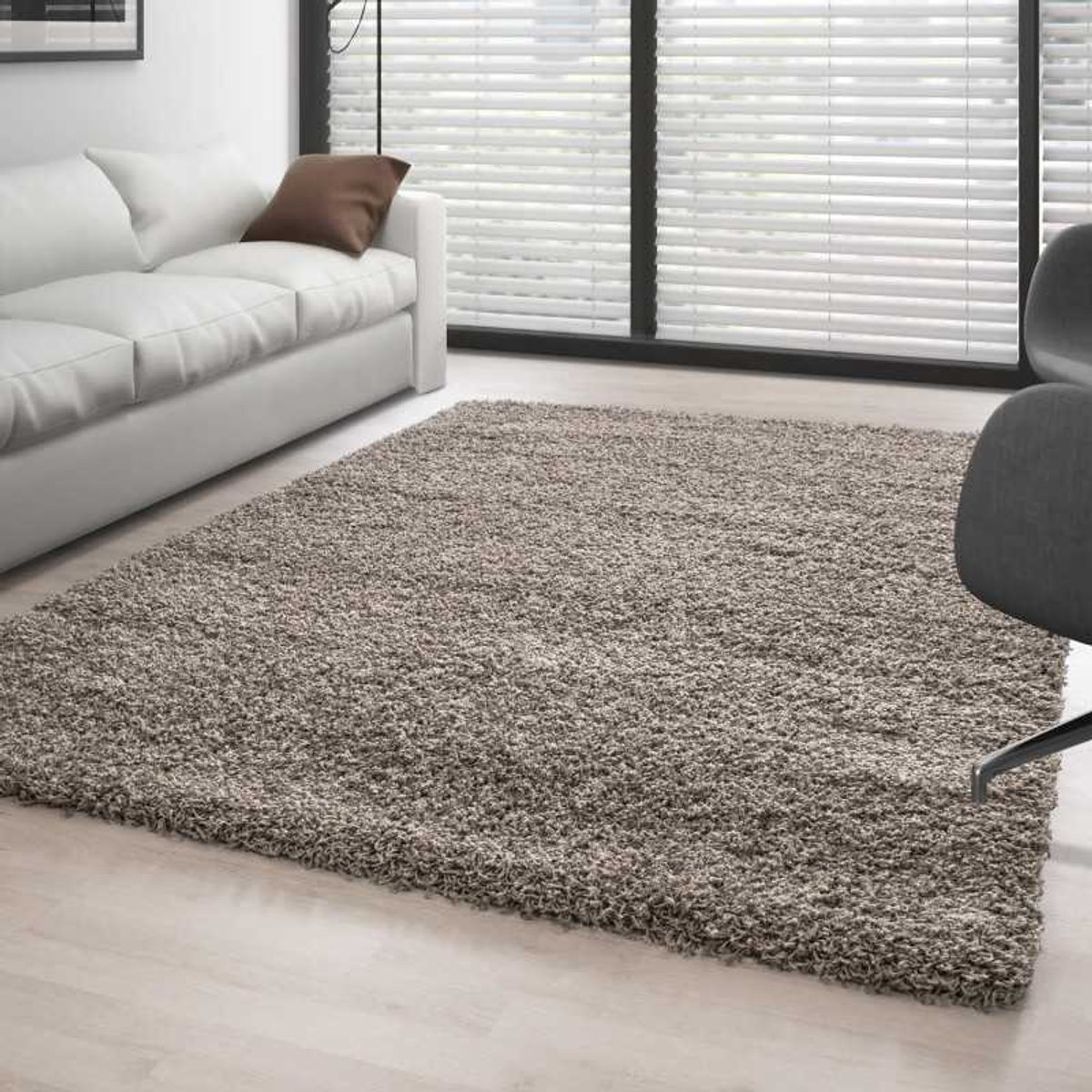 Hoogpolig vloerkleed, effen kleur, taupe 60x110