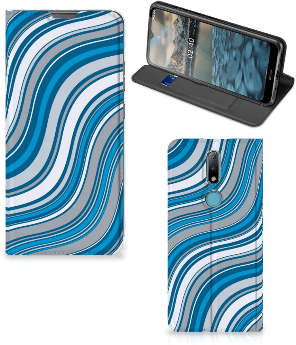 Nokia 2.4 Hoesje met Magneet Waves Blue