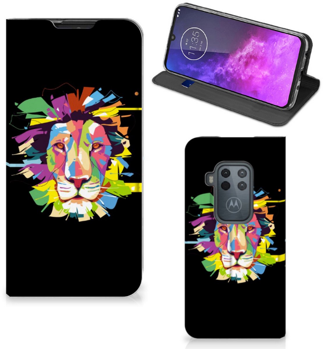 Motorola One Zoom Magnet Case Lion Color