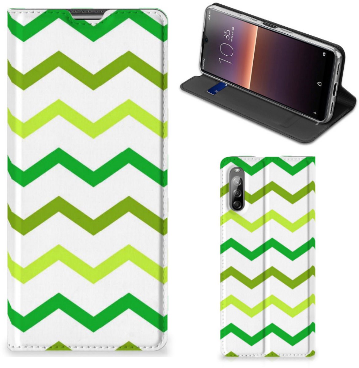 Sony Xperia L4 Hoesje met Magneet Zigzag Groen