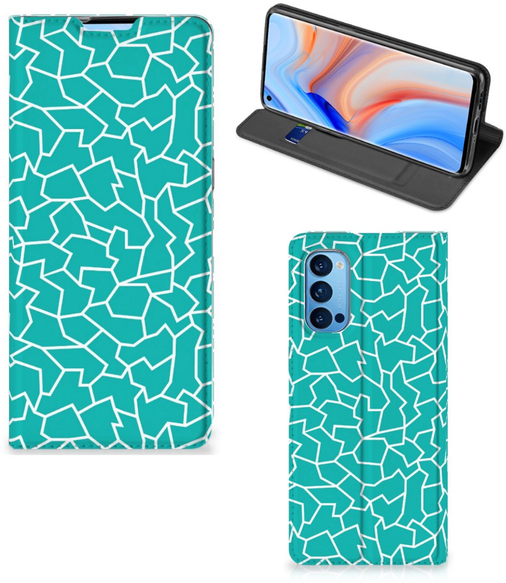 OPPO Reno4 Pro 5G Bookcase Cracks Blue