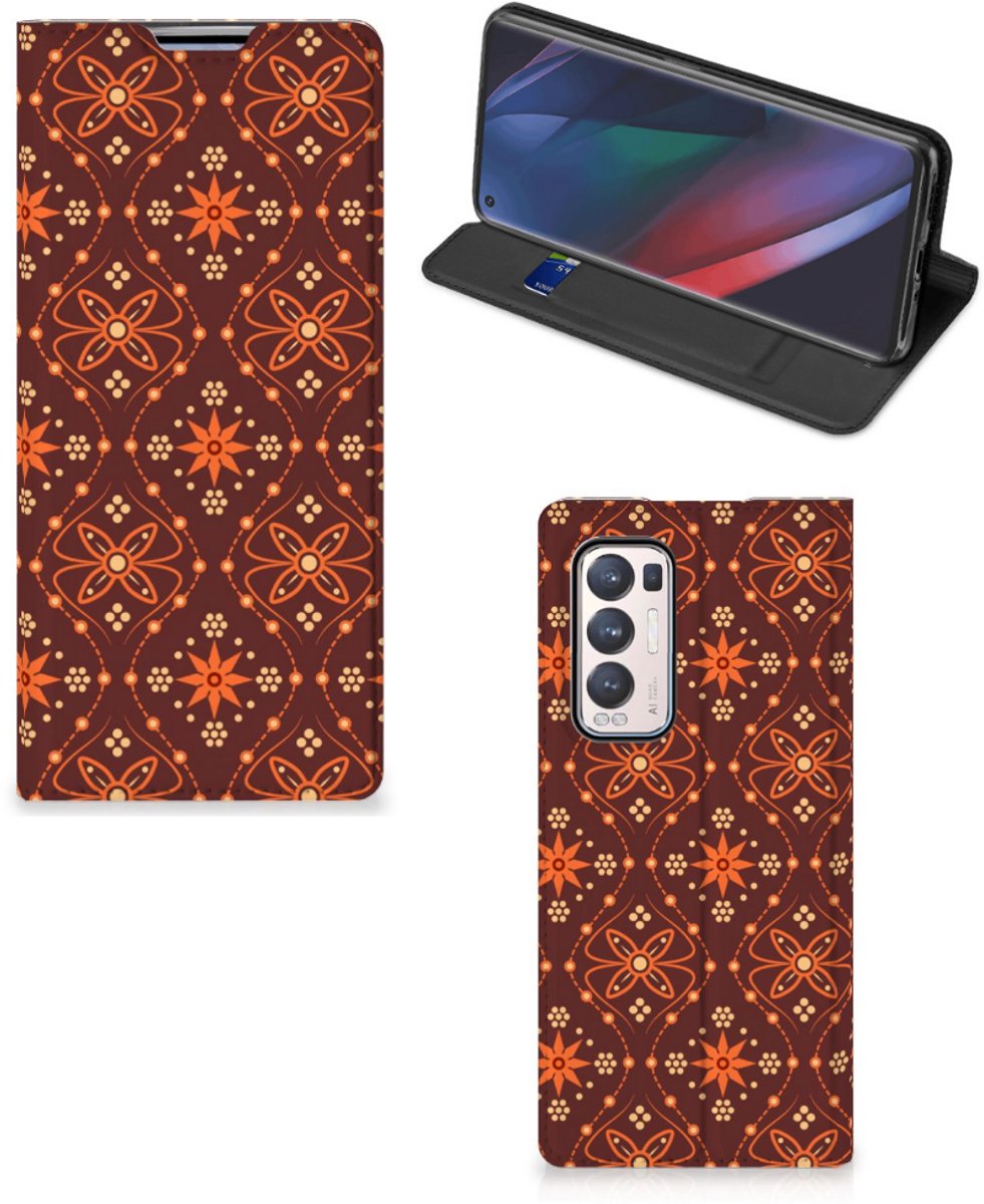 OPPO Find X3 Neo Hoesje met Magneet Batik Brown