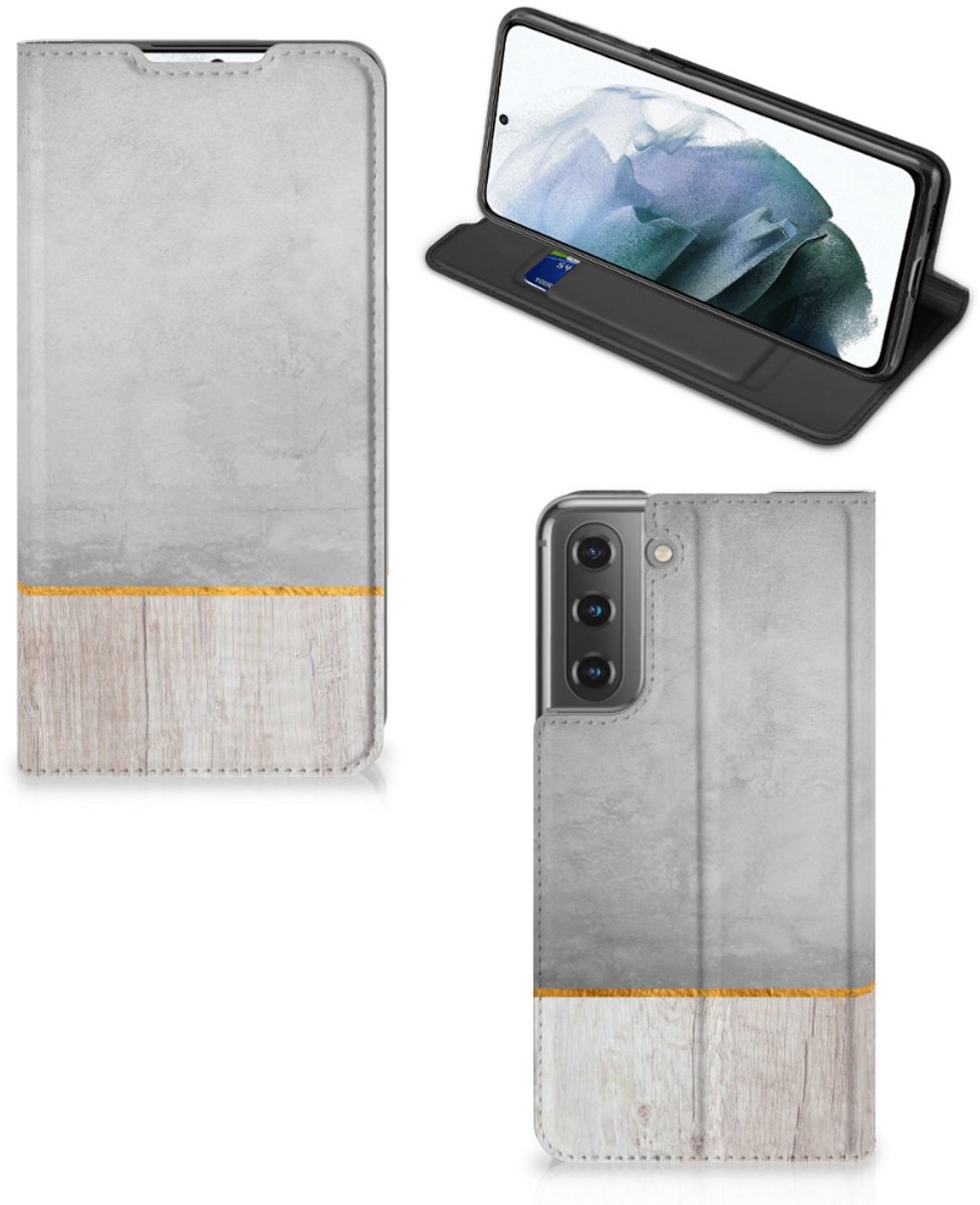 Samsung Galaxy S21 FE Book Wallet Case Wood Concrete
