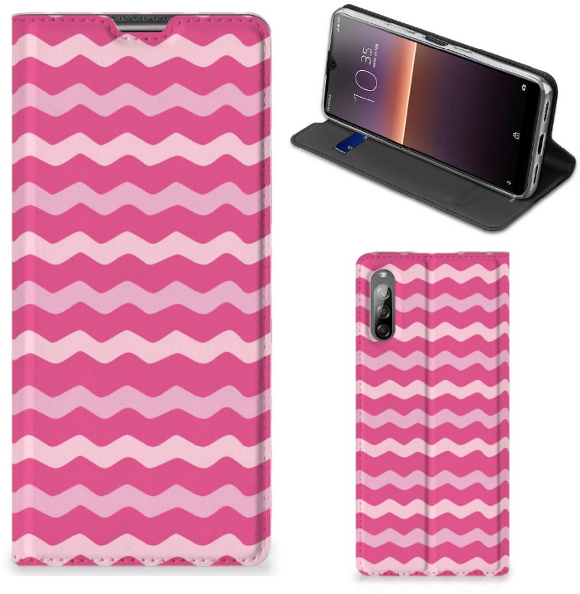 Sony Xperia L4 Hoesje met Magneet Waves Pink